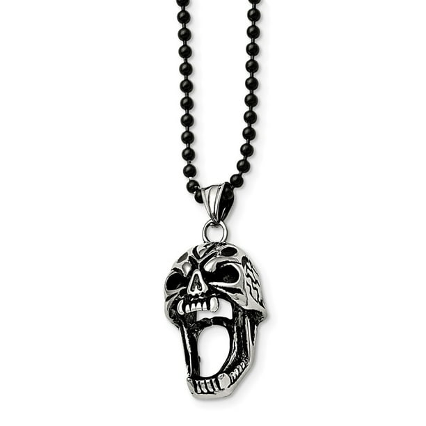 Men‘s Huge Gothic Skull Stainless Steel Necklace Pendant Vintage 3D Biker Charm Men‘s Huge Gothic Skull Stainless Steel Necklace Pendant Vintage 3D Biker Charm